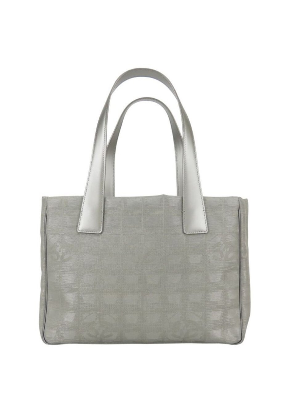 Chanel Tote Bag New Travel Line PM CC Logo Jacquard Nylon Silver